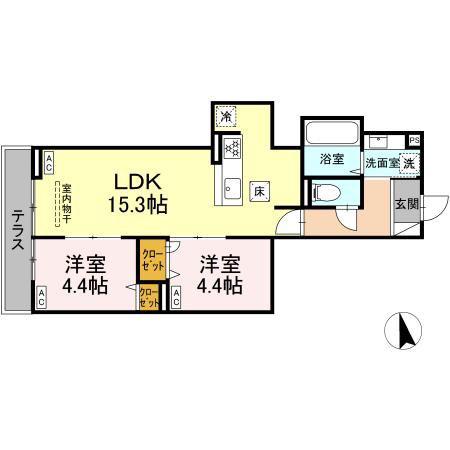 徳丸7丁目PJ(2LDK/1階)の間取り写真