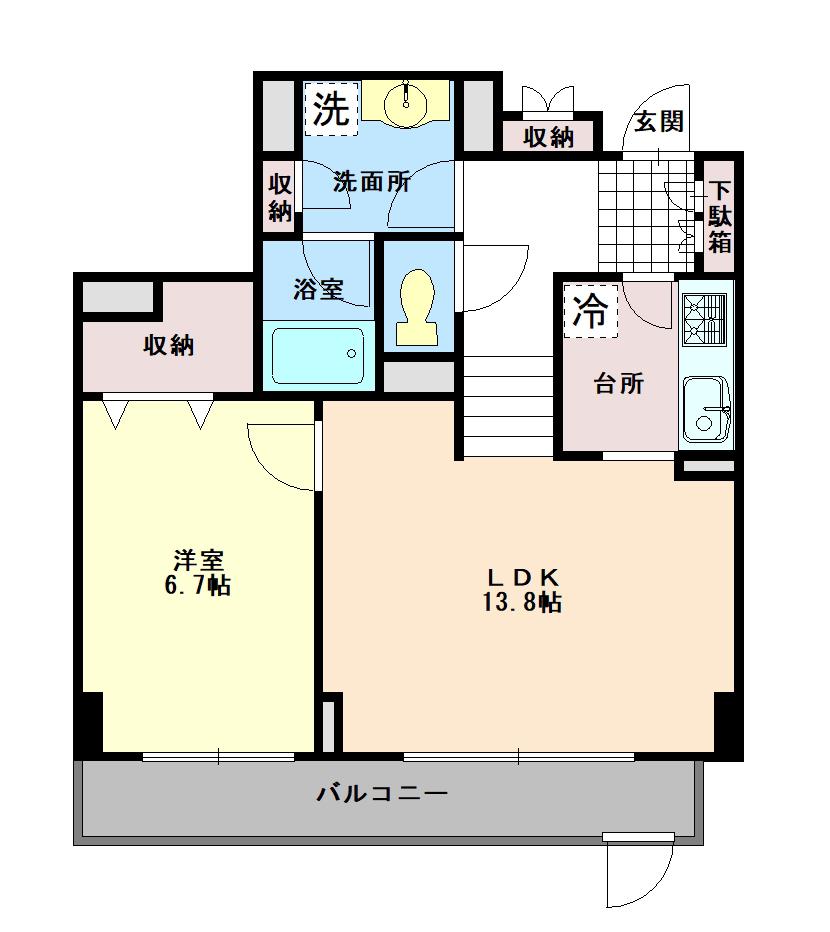 緑が丘エスタシオン(1LDK/2階)の間取り写真