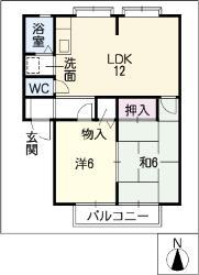 ドミール白沢 A(2LDK/2階)の間取り写真