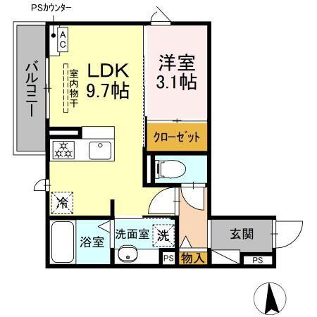 D-HILLS領家II(1LDK/2階)の間取り写真