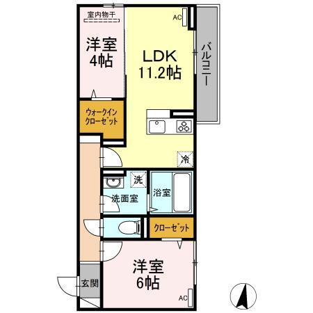 ホームバリー湯野(2LDK/1階)の間取り写真
