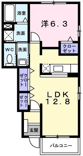 アクア ガーデン III(1LDK/1階)の間取り写真