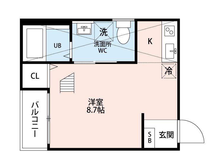 LEA吉塚(ワンルーム/2階)の間取り写真