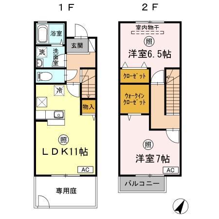 コージーコート大福(2LDK/1階)の間取り写真