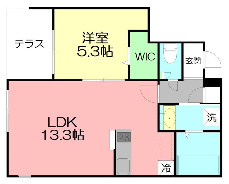 YUTAKASO(1LDK/1階)の間取り写真