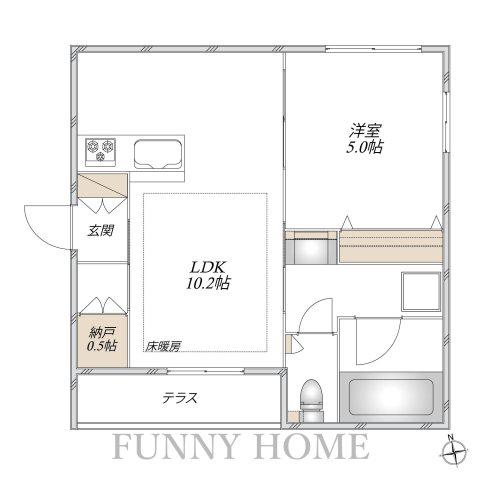 玉川台1丁目メゾン(1LDK/1階)の間取り写真