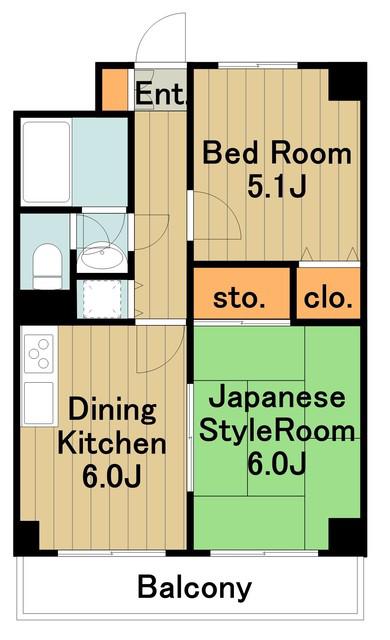 デイム橋本(2DK/8階)の間取り写真