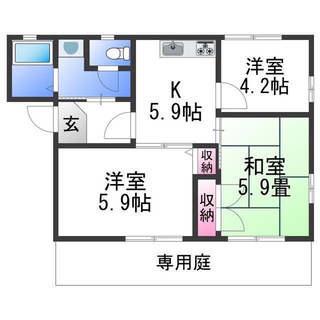 カンタービレ(3K/1階)の間取り写真