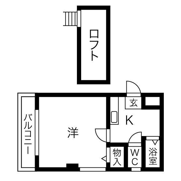 トレンチーノ(1K/2階)の間取り写真