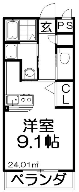 シャンテー中宮3(ワンルーム/3階)の間取り写真