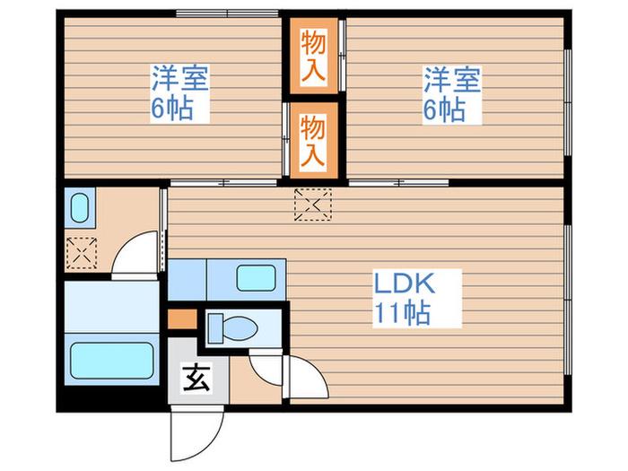 ピュアハイツ(2LDK/2階)の間取り写真