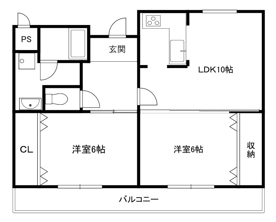 エピナールフォレストⅠ(2LDK/1階)の間取り写真