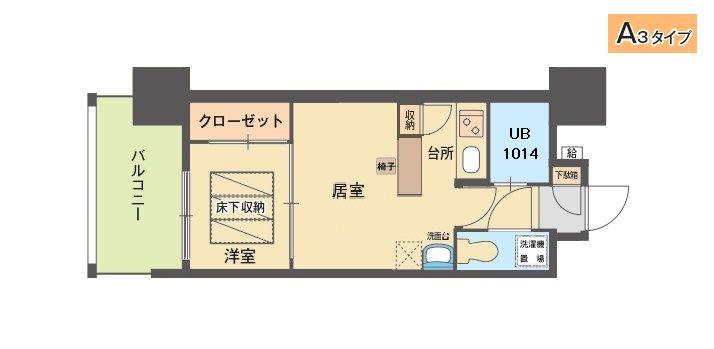 エステート・モア 平尾堀川(1LDK/12階)の間取り写真