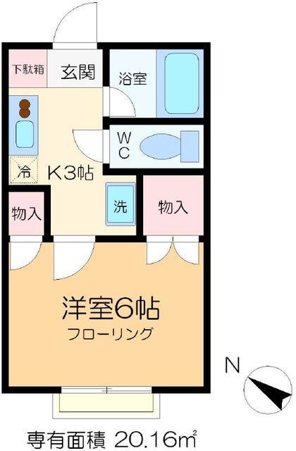 アーカスKI(1K/2階)の間取り写真