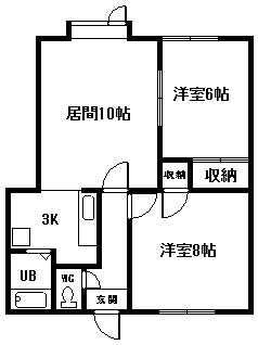 コーポ都(2LDK/1階)の間取り写真
