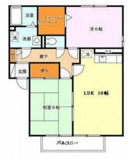 メルベーユ・ドミールA(2LDK/2階)の間取り写真