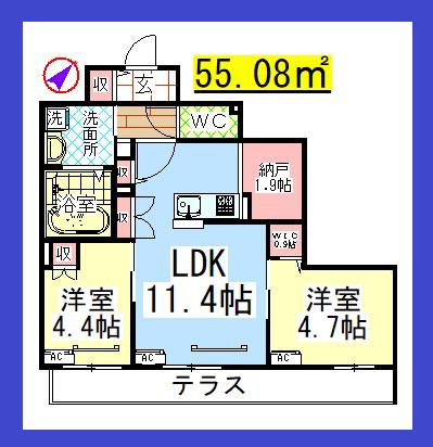 AF 南林間2丁目メゾン(2LDK/1階)の間取り写真