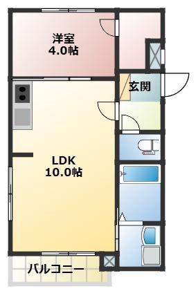 サイドスプリング草加(1LDK/2階)の間取り写真