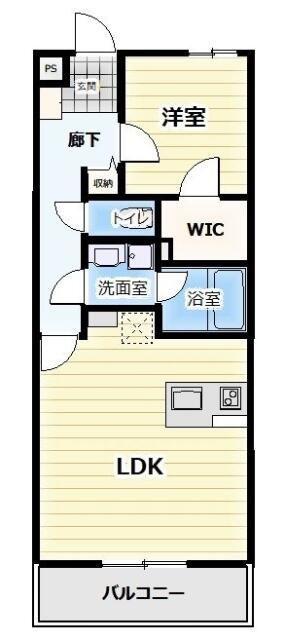 ぱくたうんルナ新通(1LDK/3階)の間取り写真