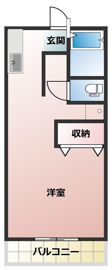 フェリーチェ大工(ワンルーム/1階)の間取り写真