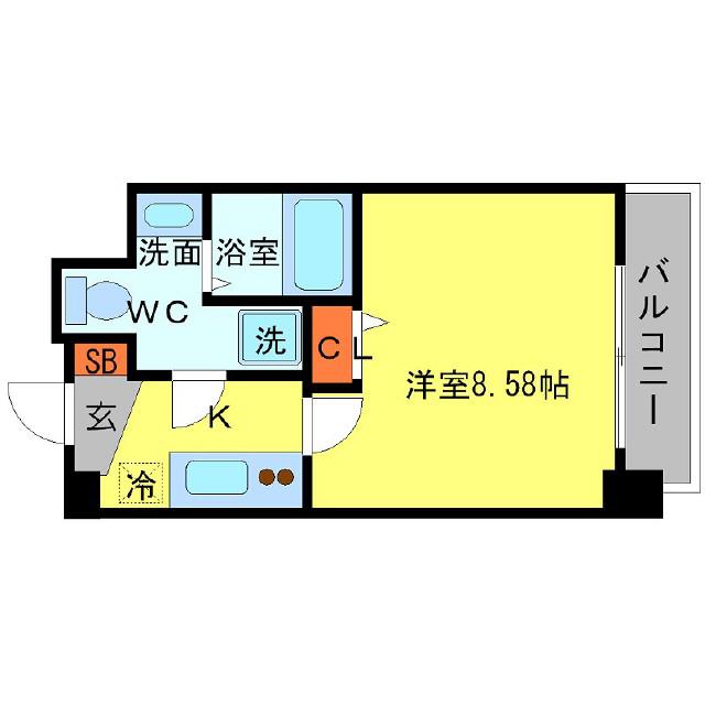 SERENITE日本橋SUD(1K/4階)の間取り写真