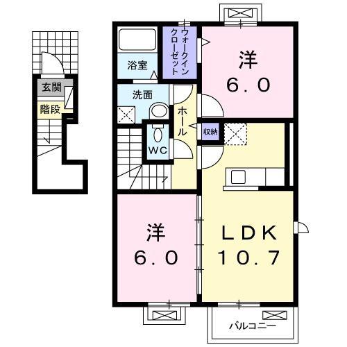 パークサイドIII(2LDK/2階)の間取り写真