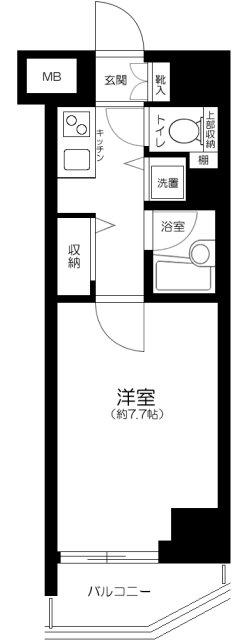 ガリシアヒルズ六本木(1K/12階)の間取り写真