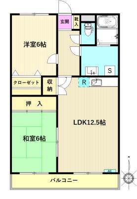 ビザージュ(2LDK/4階)の間取り写真