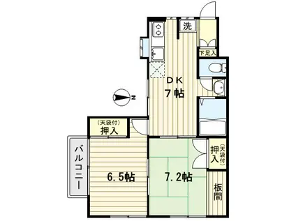 小林ハイツ(2DK/2階)の間取り写真