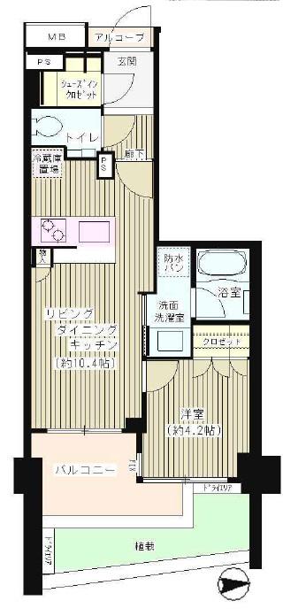 ジオ目黒(1LDK/1階)の間取り写真