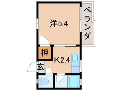 フォーブル杉山(1K/2階)の間取り写真