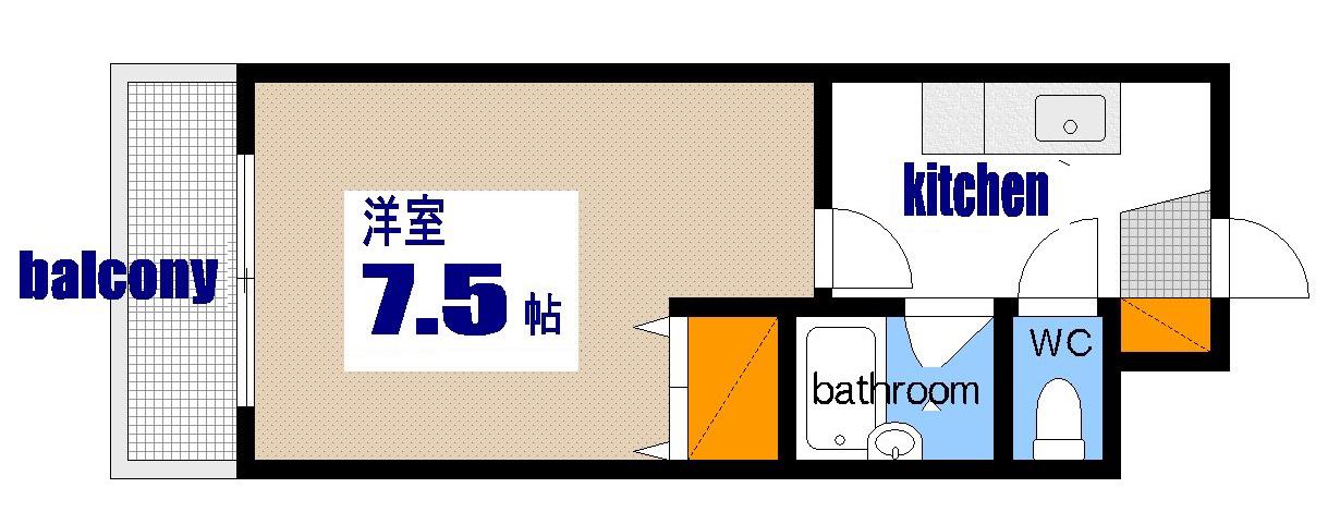 メゾンK(1K/2階)の間取り写真