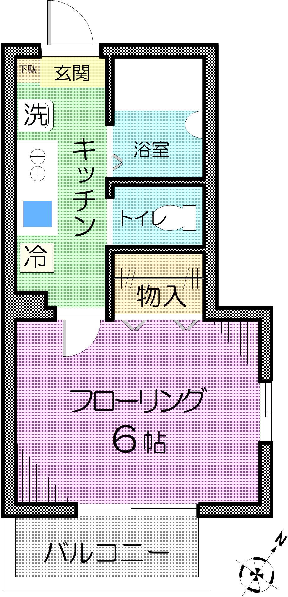 南橋ハイツ(1K/2階)の間取り写真
