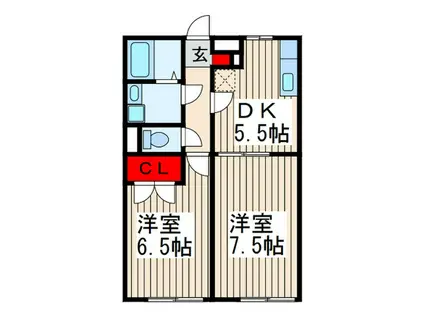 プレジール宮前(2DK/1階)の間取り写真