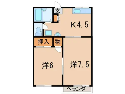 リブレスC(2K/2階)の間取り写真