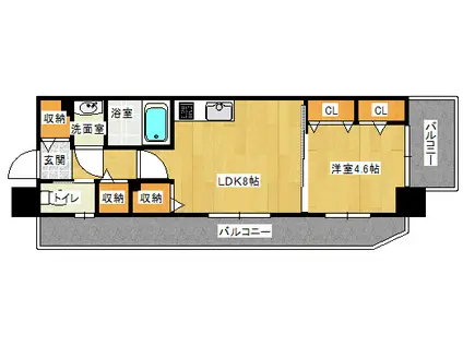 ファビュラス曙(1LDK/7階)の間取り写真