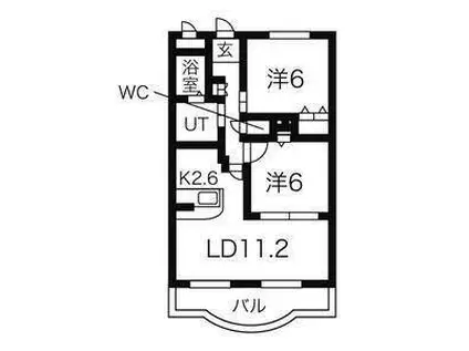 キャトル・セゾンII(2LDK/3階)の間取り写真