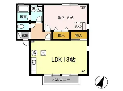リヴェール A(1LDK/1階)の間取り写真