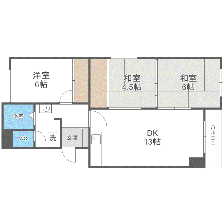 ドミ西野(3LDK/4階)の間取り写真