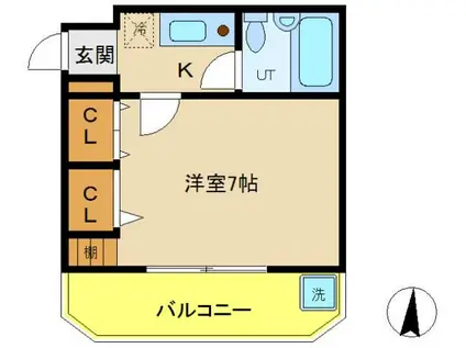 サン花園(ワンルーム/4階)の間取り写真