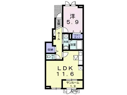 ステラ ガーデン(1LDK/1階)の間取り写真