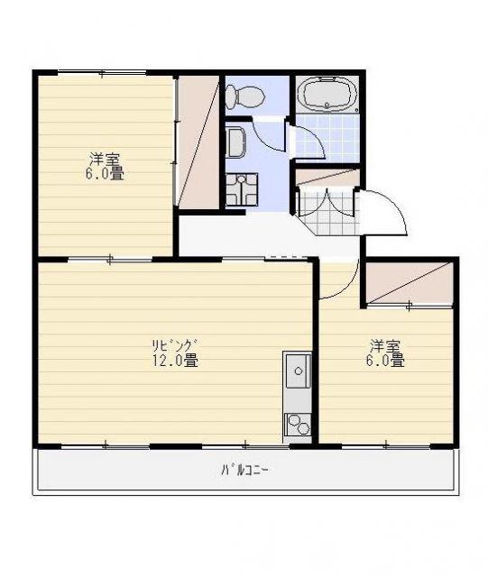 ハイツみのる(2LDK/3階)の間取り写真