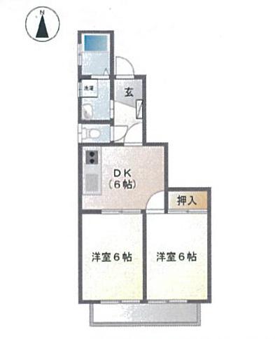 カーサ匠(2DK/1階)の間取り写真