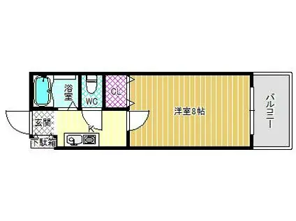 アサマンション(1K/3階)の間取り写真