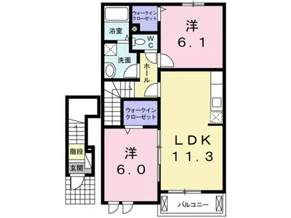 プリザーブ(2LDK/2階)の間取り写真