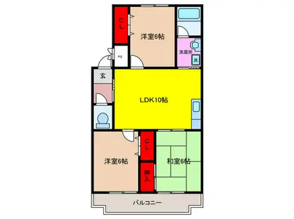 箕面グリーンハイツ2ND(3LDK/2階)の間取り写真