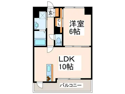 エトワール出水苑(1LDK/3階)の間取り写真