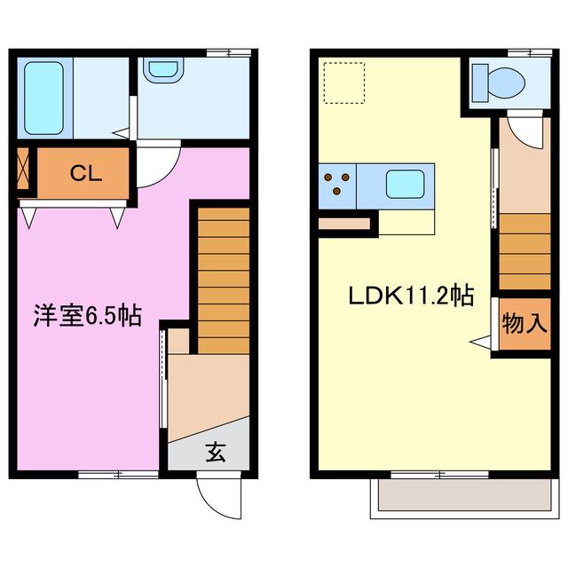 MAISONETTE LAND 河原田(1LDK/1階)の間取り写真