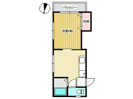 第2金家ビル(1DK/3階)の間取り写真