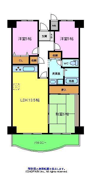 プレスト・コート壱番館(3LDK/7階)の間取り写真
